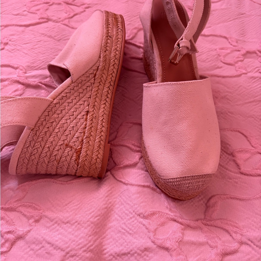 Pink Espadrille Wedge Sandals